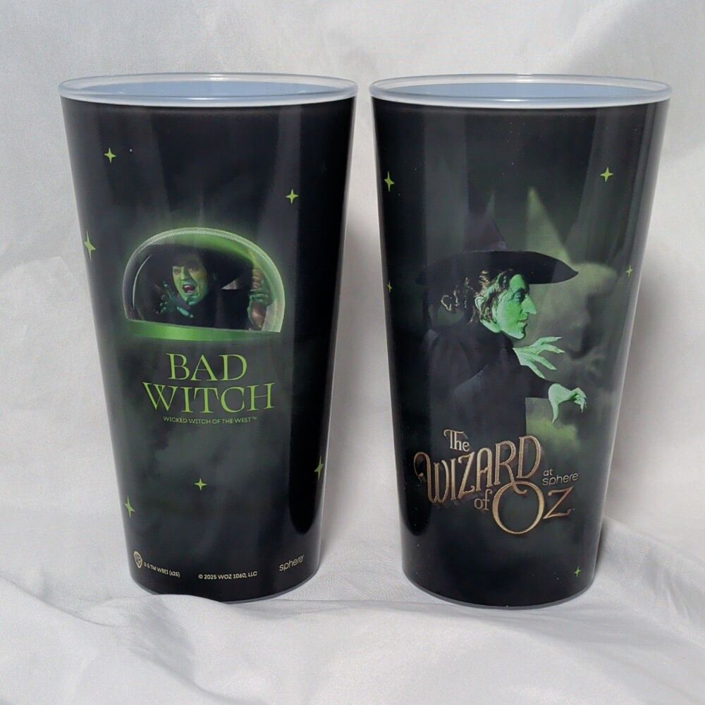 Vegas Sphere Wizard of Oz Bad Witch 16 oz Plastic Cups Set/2 Whirley DrinkWorks